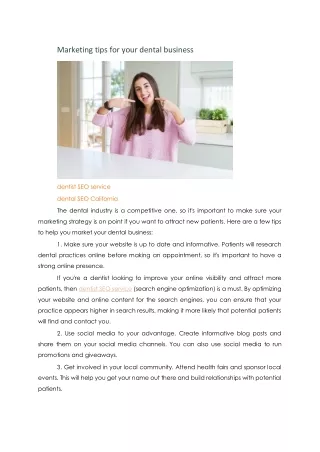 marketing tips for your dental business