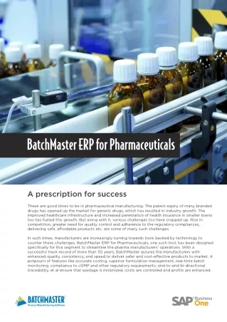 batchmaster erp for pharmaceuticals