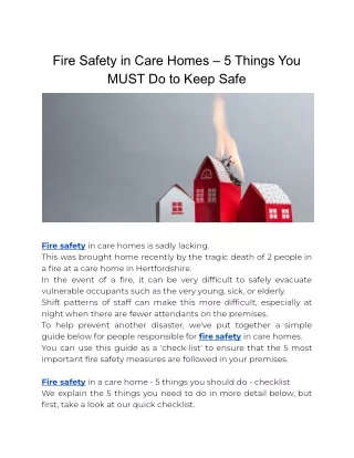 Fire Safety in Care Homes – 5 Things You MUST Do to Keep Safe