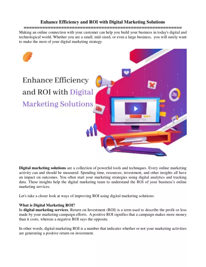 enhance efficiency and roi with digital marketing
