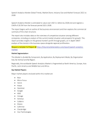 speech analytics market global trends market
