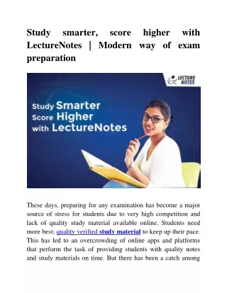 Study Smarter, Score Higher With LectureNotes  Modern Way Of Exam Preparation