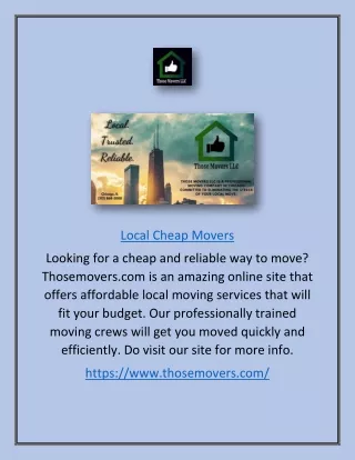 Local Cheap Movers | Thosemovers.com