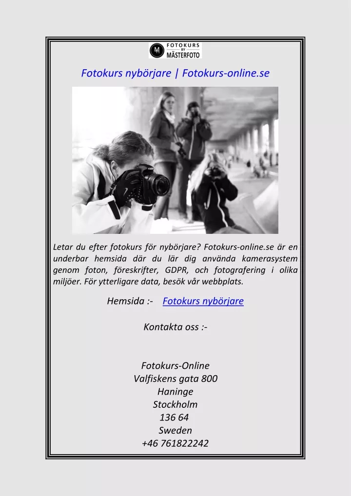 fotokurs nyb rjare fotokurs online se