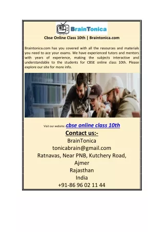 Cbse Online Class 10th | Braintonica.com