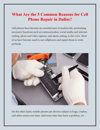What Are the 5 Common Reasons for Cell Phone Repair in Dallas?