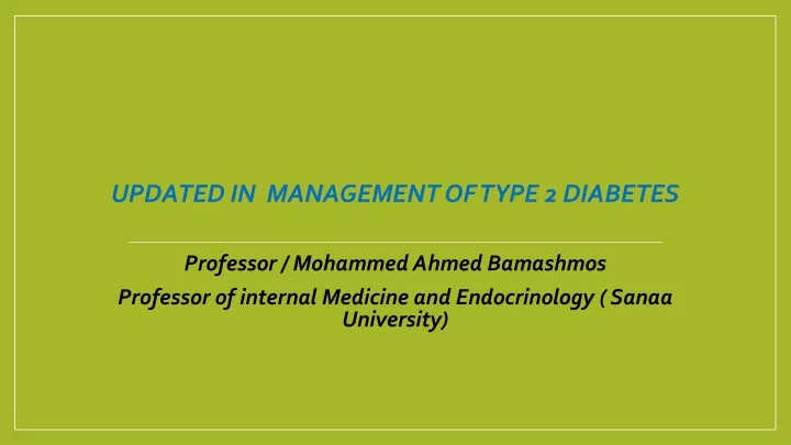 updated in management of type 2 diabetes
