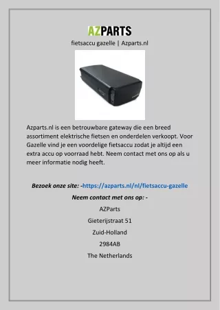 fietsaccu gazelle azparts nl