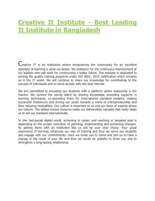 creative it institute best leading it institute