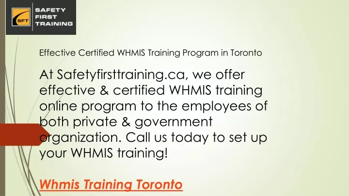 effective certified whmis training program in toronto