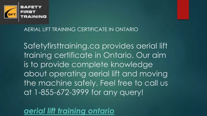 aerial lift training certificate in ontario