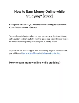 How to Earn Money Online while Studying [2022]