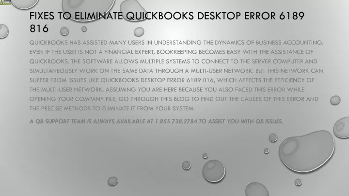 fixes to eliminate quickbooks desktop error 6189 816