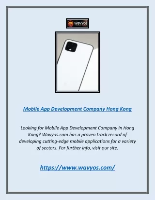 Mobile App Development Company Hong Kong | Wavyos.com
