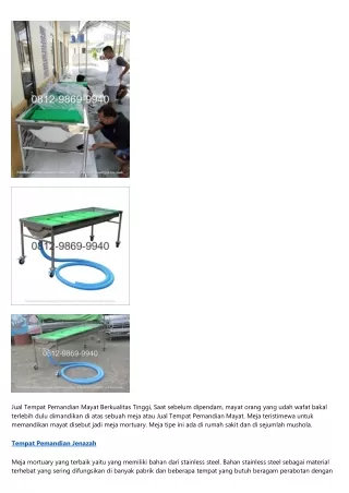 jual tempat pemandian mayat berkualitas tinggi