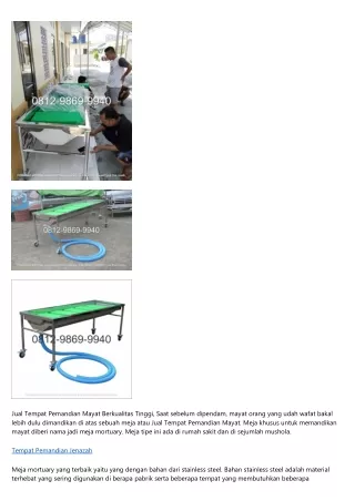 jual tempat pemandian mayat berkualitas tinggi