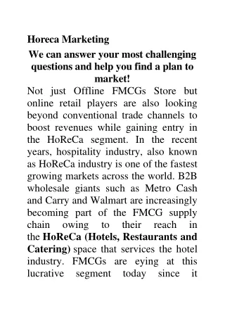 Horeca Marketing
