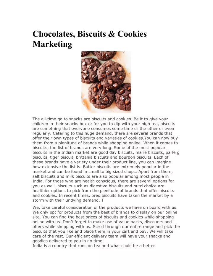 chocolates biscuits cookies marketing