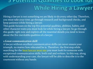 5 potential qualities to look for while hiring a lawyer