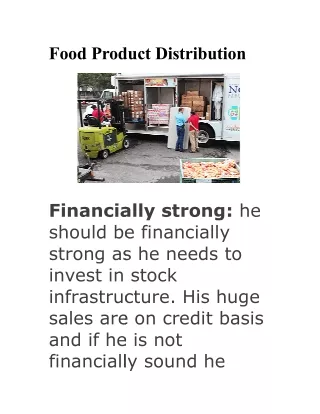 Food Product Distribution