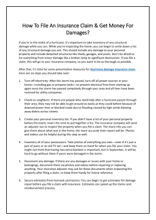 how to file an insurance claim get money