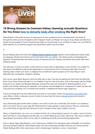 10 wrong answers to common kidney cleansing