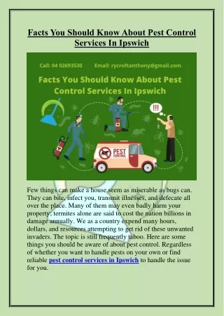 Facts You Should Know About Pest Control Services In Ipswich