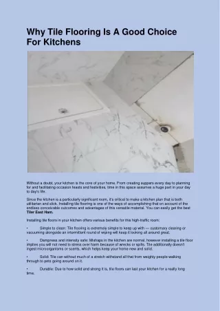 why tile flooring is a good choice for kitchens
