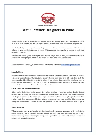 best 5 interior designers in pune