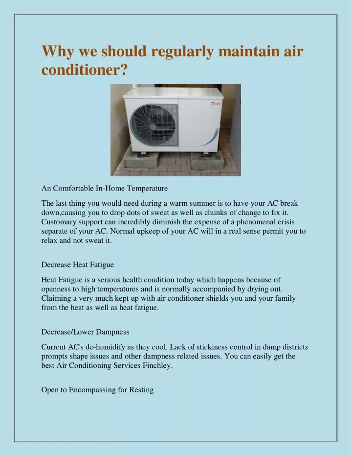 why we should regularly maintain air conditioner