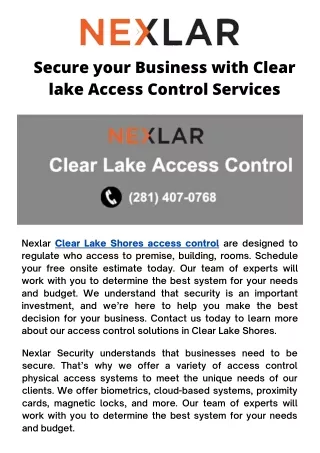 Secure your Business with Clear lake Access Control Services