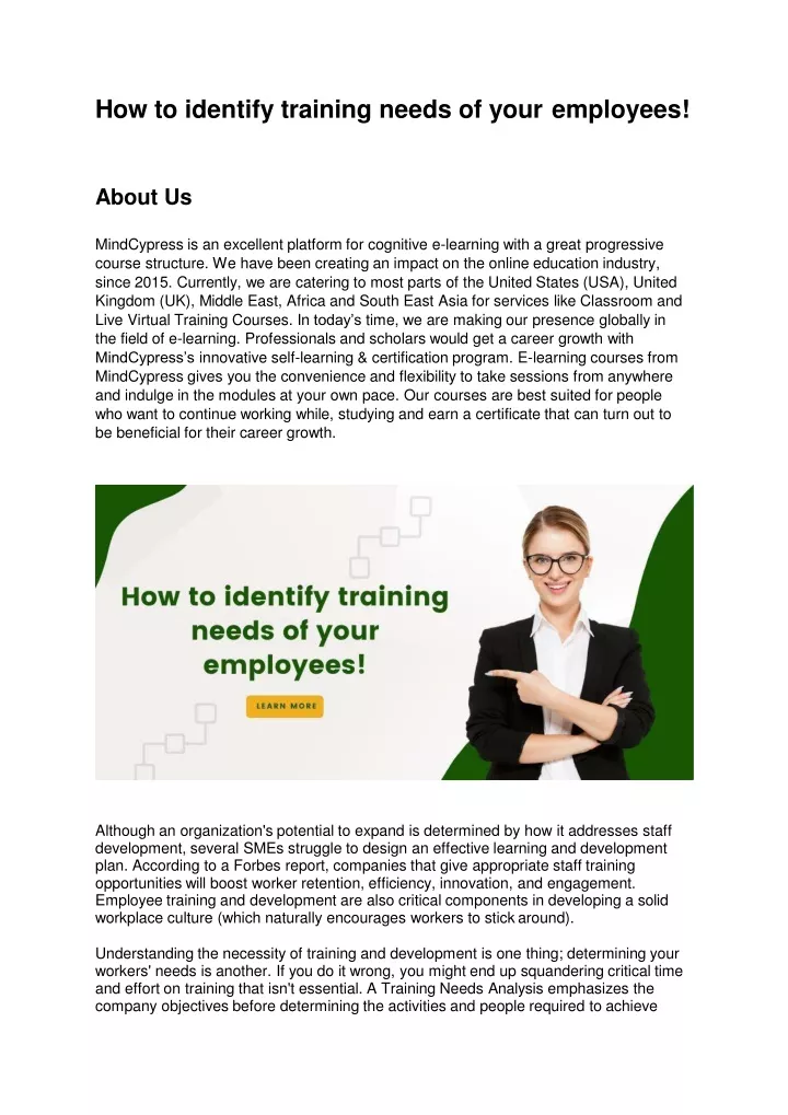 how to identify training needs of your employees