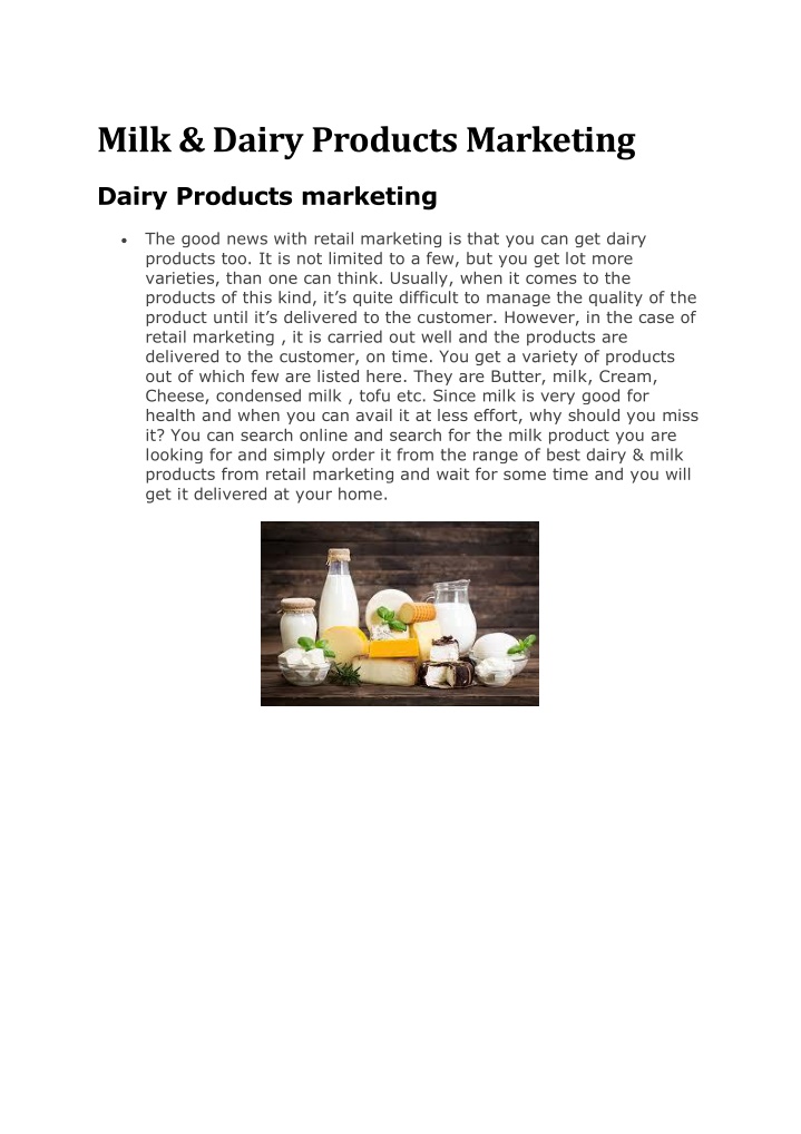 milk dairy products marketing