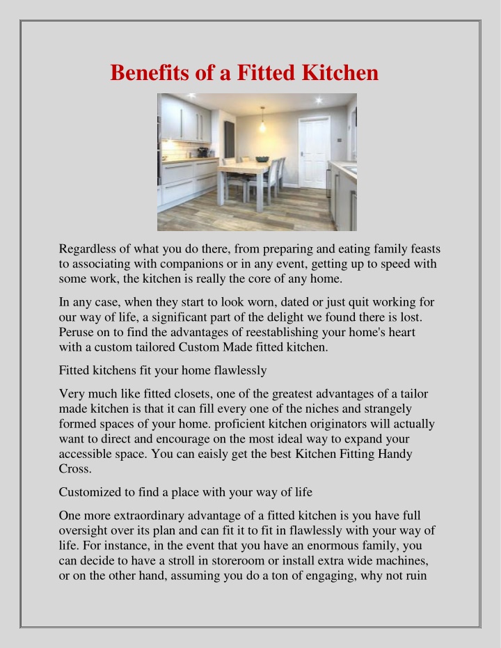 benefits of a fitted kitchen