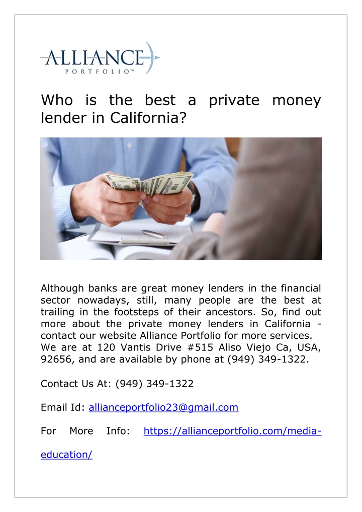 who is the best a private money lender