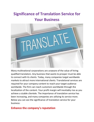Significance of translation service for your business