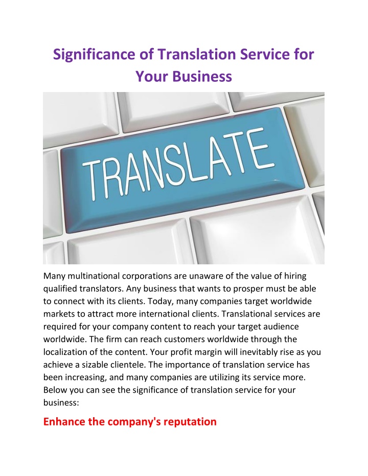 significance of translation service for your