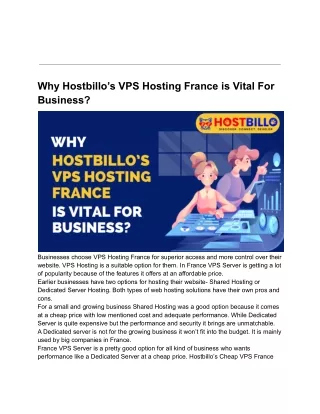 why hostbillo s vps hosting france is vital
