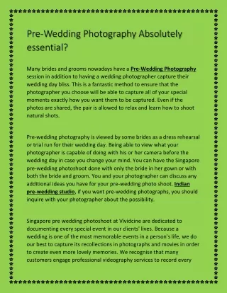 pre wedding photography absolutely essential