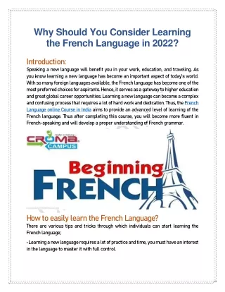 Why Should You Consider Learning the French Language in 2022