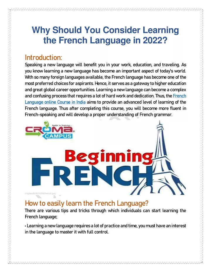 why should you consider learning the french