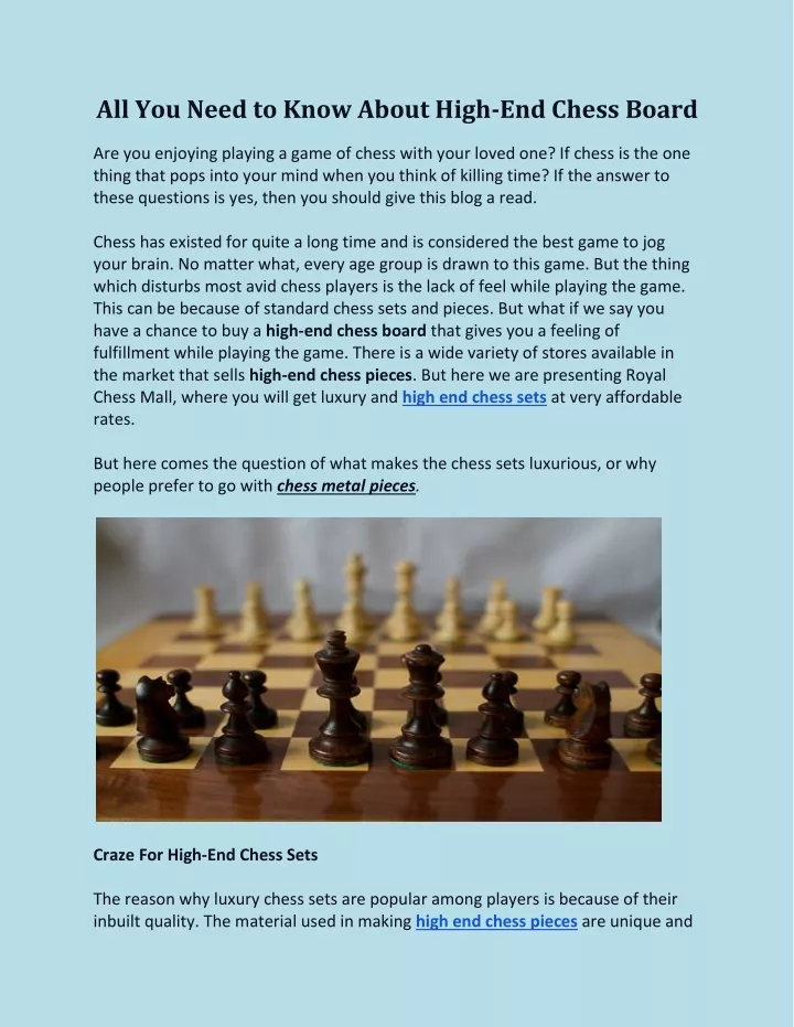 all you need to know about high end chess board