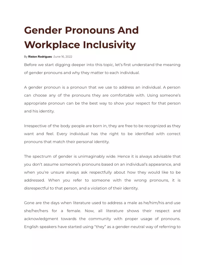gender pronouns and workplace inclusivity