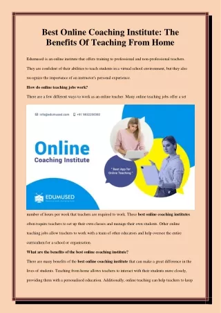 best online coaching institute the benefits