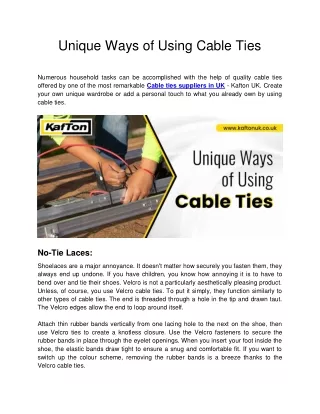 Unique Ways of Using Cable Ties