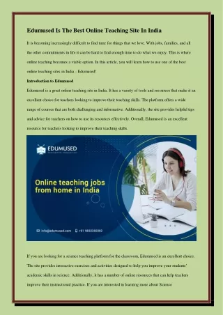 Best Online Teaching Site In India