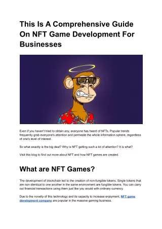 Here Is A Complete Guide To NFT Game Development For Businesses