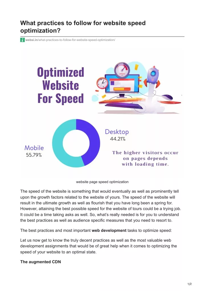 what practices to follow for website speed