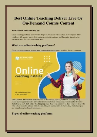 best online teaching deliver live or on demand