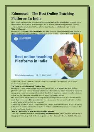 teaching platforms in India
